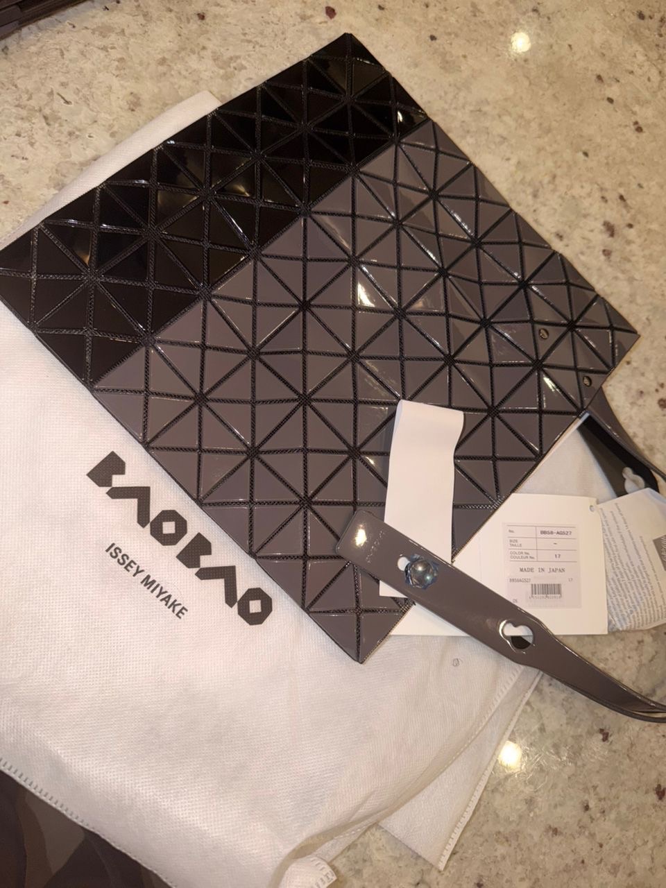 Issey Miyake Bao Bao Black Geometric Patent Tote